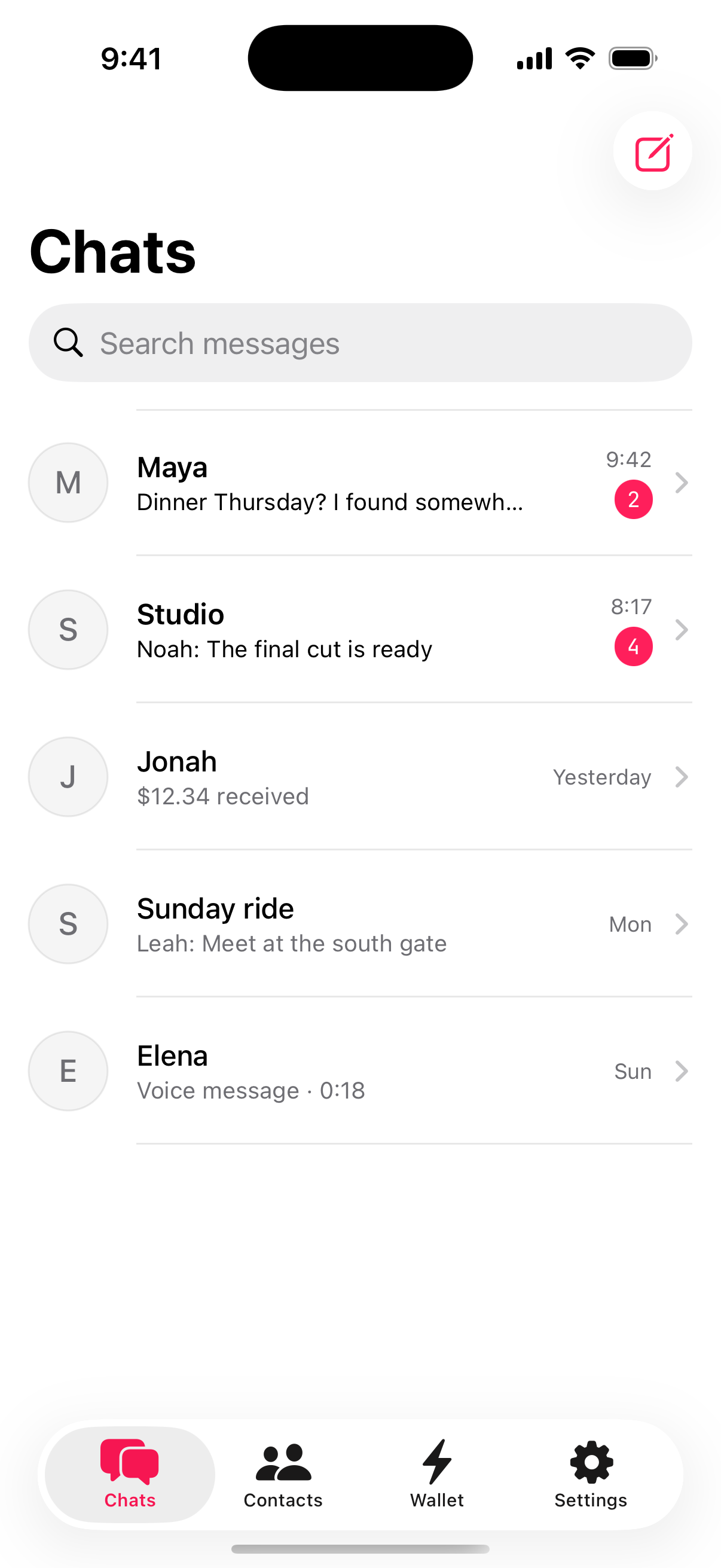 Illustrative SILNT chats screen on iPhone