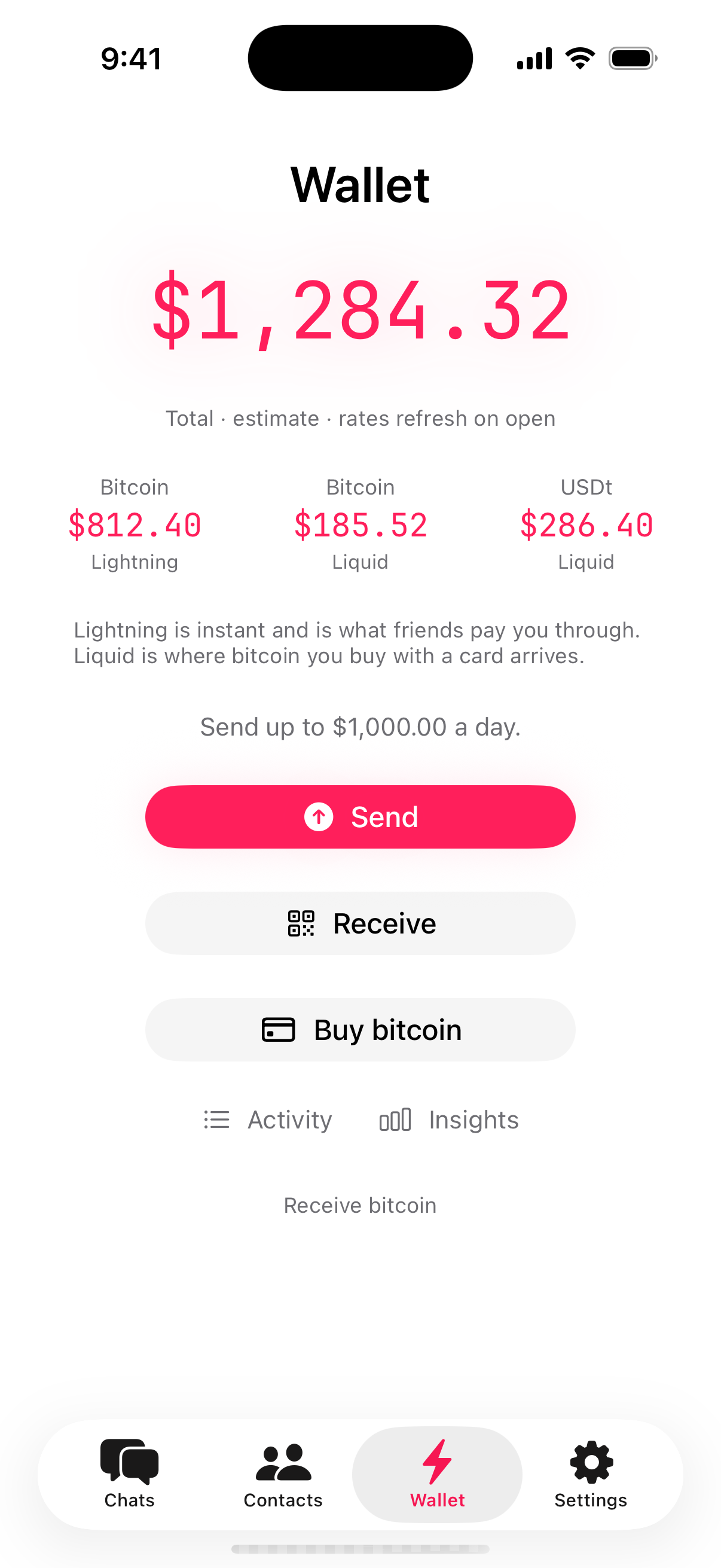 Illustrative SILNT wallet screen on iPhone